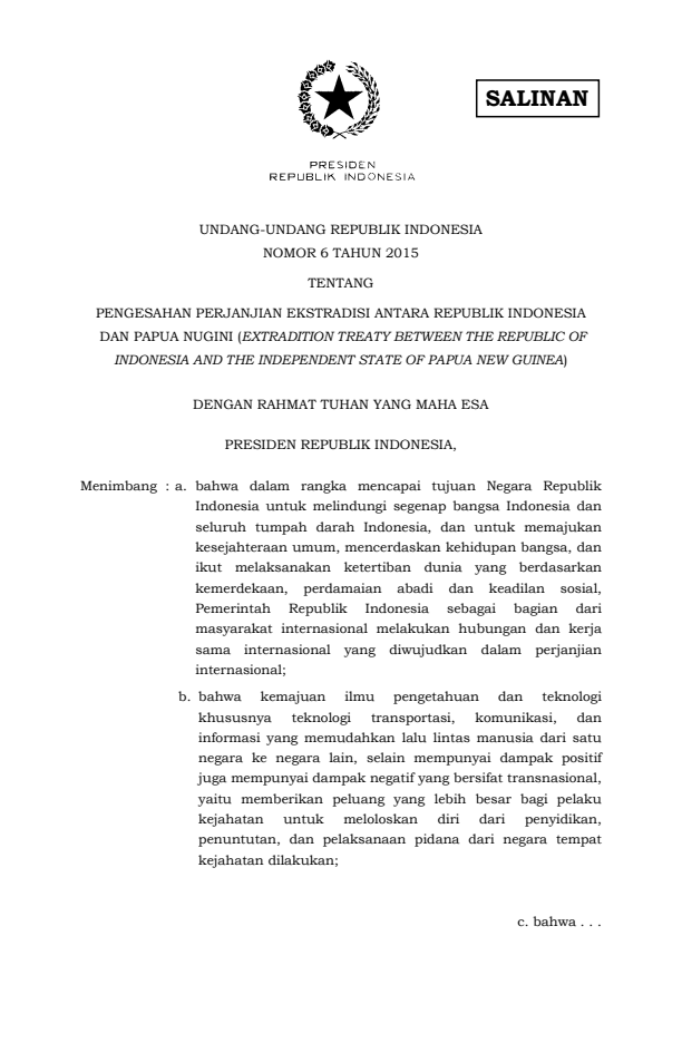 Undang-Undang Nomor 6 Tahun 2015