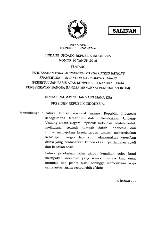 Undang-Undang Nomor 16 Tahun 2016