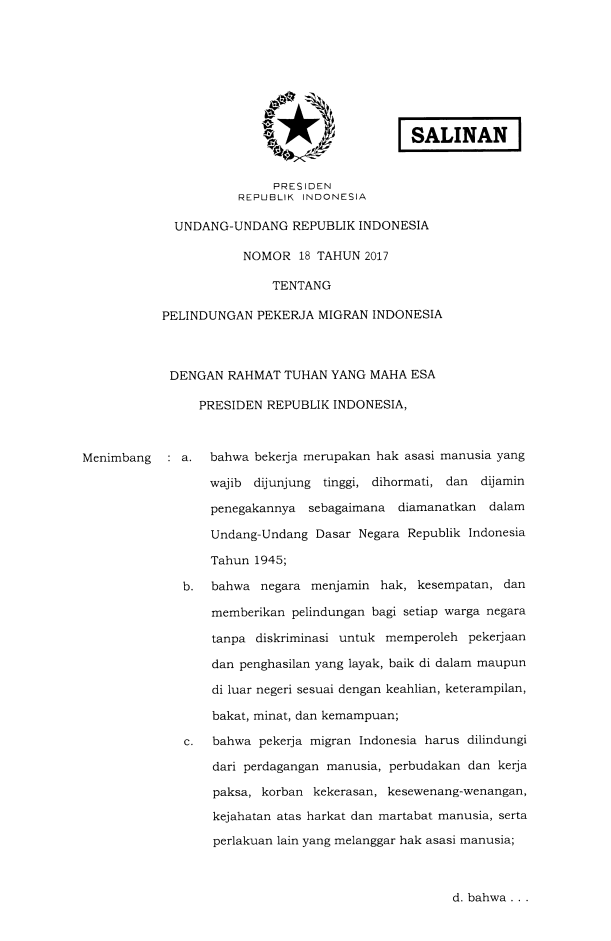 Undang-Undang Nomor 18 Tahun 2017