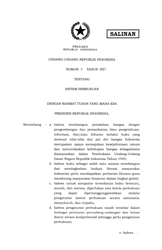 Undang-Undang Nomor 3 Tahun 2017