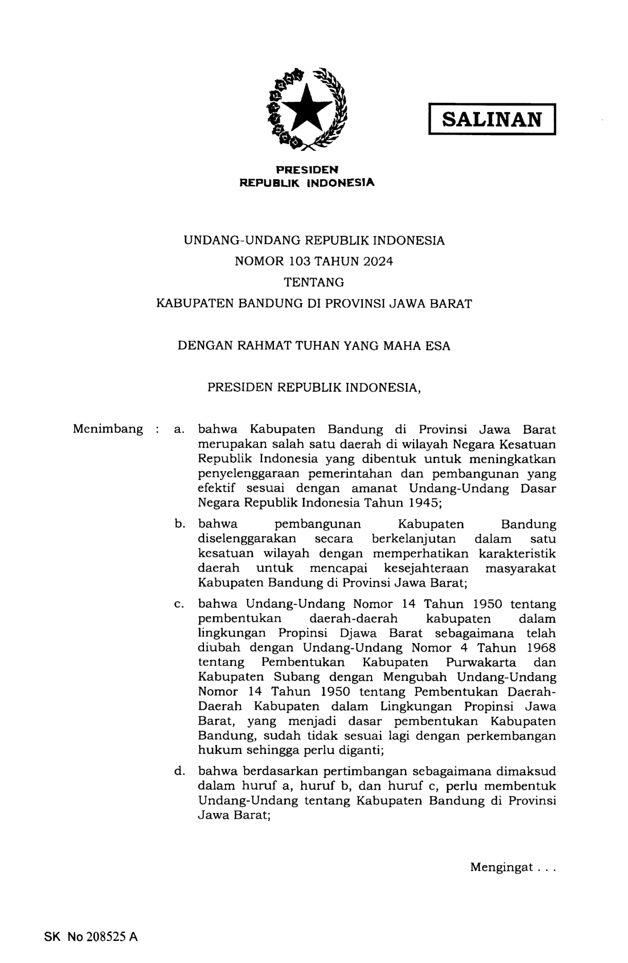 Undang-Undang Nomor 103 Tahun 2024