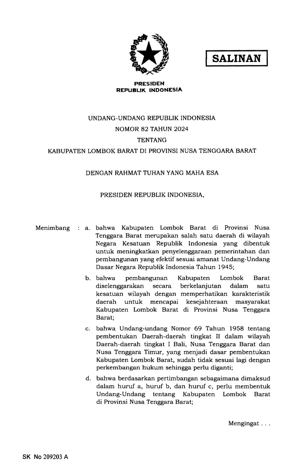 Undang-Undang Nomor 82 Tahun 2024